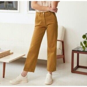 Everlane 0 Cropped Straight Regular Leg Cotton Spandex Golden Brown